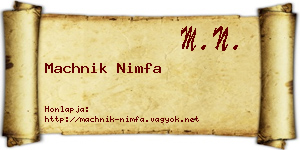 Machnik Nimfa névjegykártya